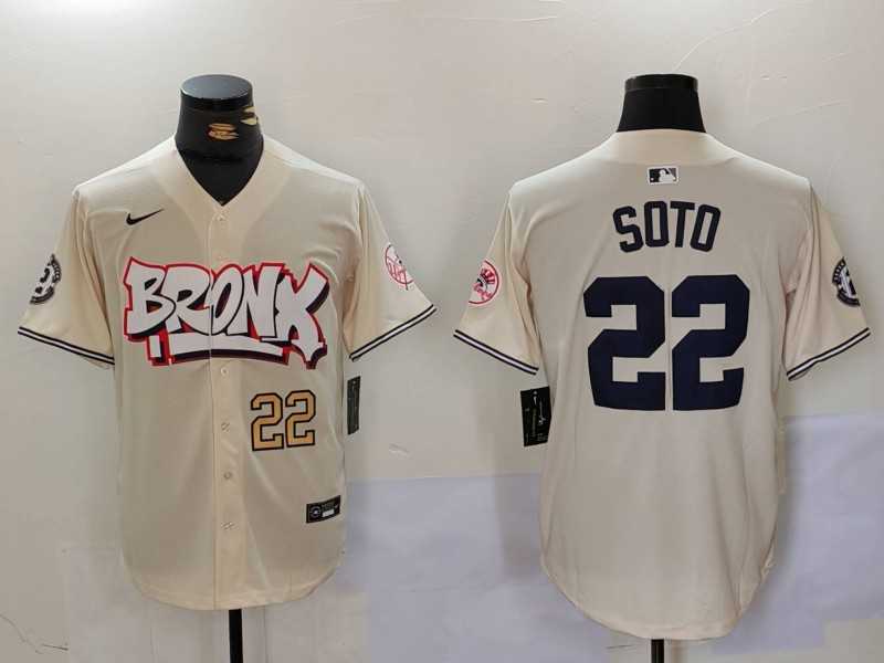 Men%27s New York Yankees #22 Juan Soto Cream Limited Stitched Baseball Jerseys->new york yankees->MLB Jersey